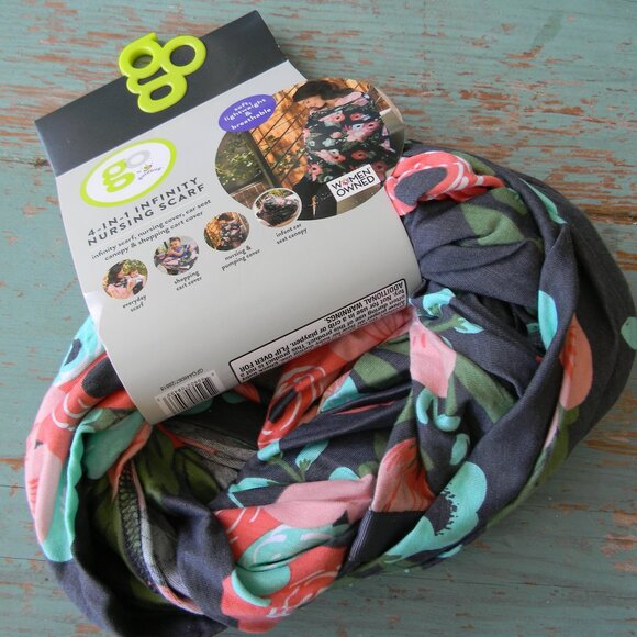 New Go by Goldbug 4-in-1 Infinity Scarf & Nursing Cover - Floral CAR CANOPY - Picture 1 of 4